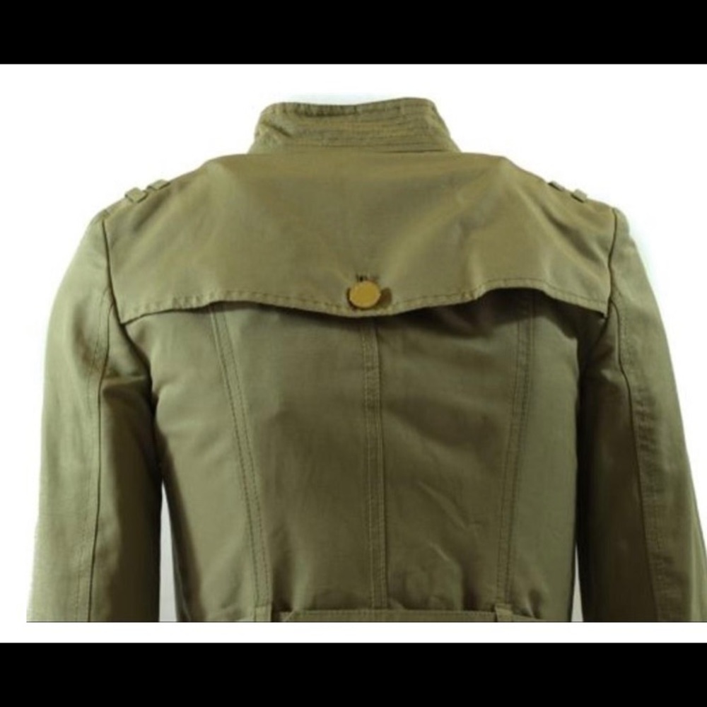 Tory Burch Vanna trench coat olive green sz 4 belt - Picture 5 of 8